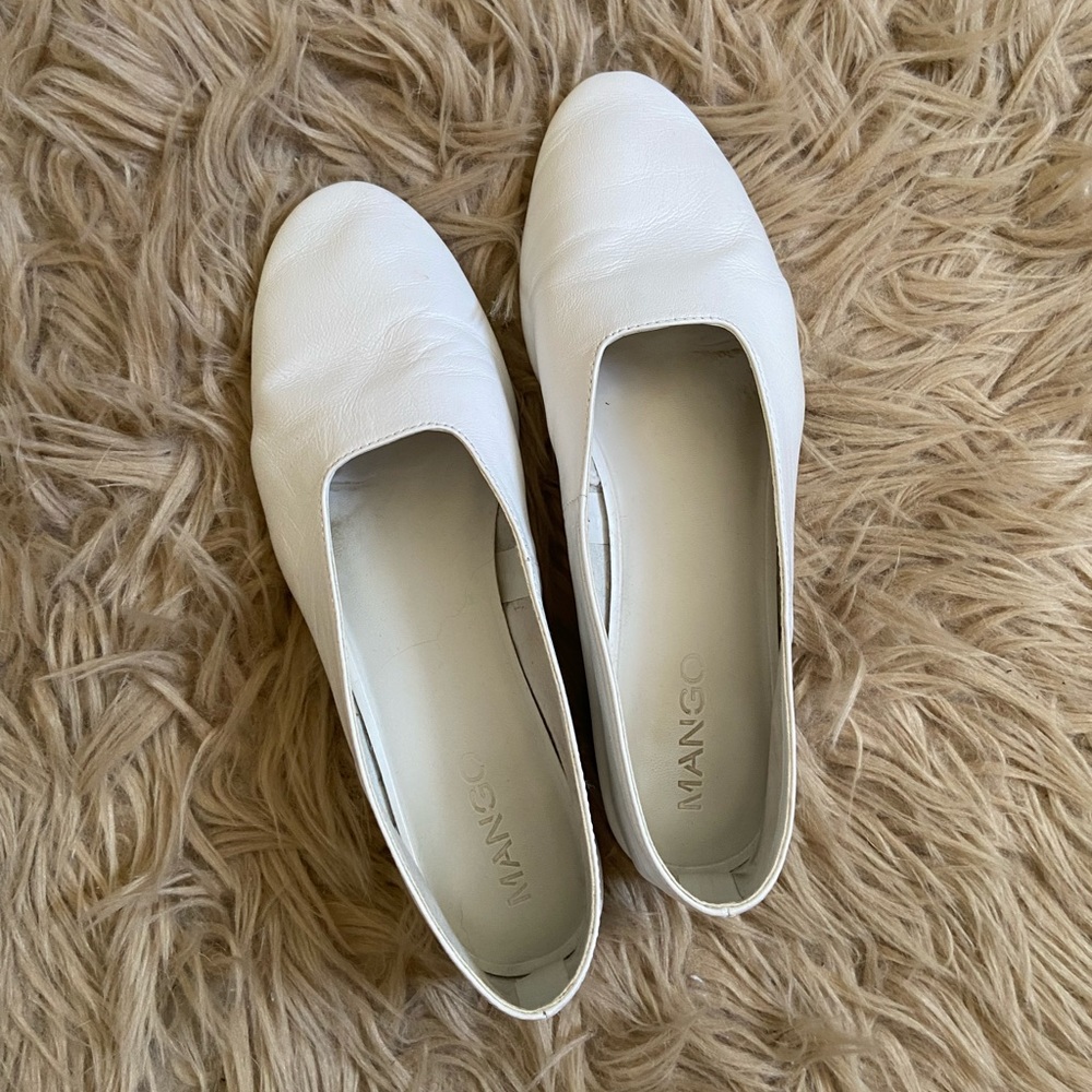 Mango white flats